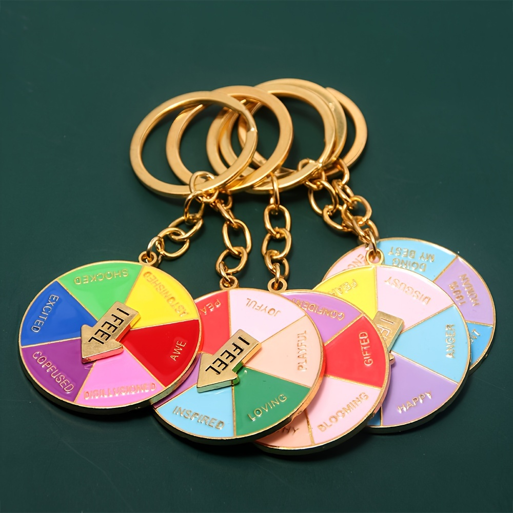 Custom Logo Bike Color Wheel Enamel Pin Keyring Personalized Zinc Alloy Metal Rotate Spinning Enamel Car Keychain