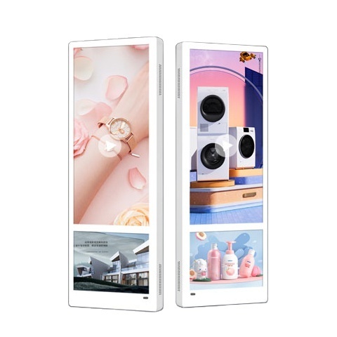 21.5+11.6 inch Alone Standing Advertising Elevator Digital Signage LCD Display(White color)