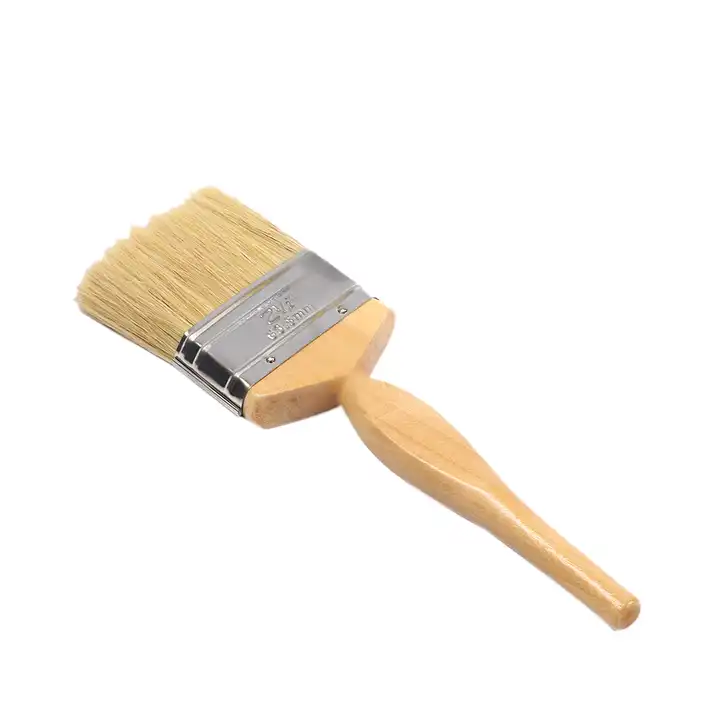 China Factory directly sale DIY Painting Brush wood Handle Long pig bristle hair OEM logo Cheap Painting brush