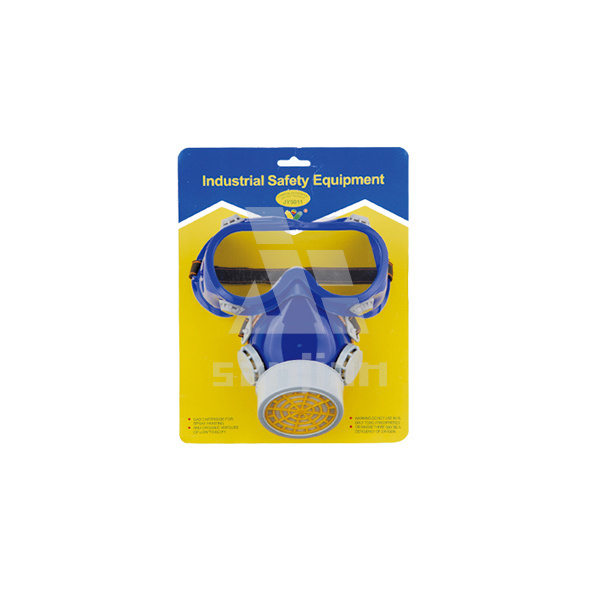 Half Face Safety Gas Mask, Double Cartridge Chemical Respirator JY-5011A Volume Concentration of Toxic Gas <=0.1% Arch Masks