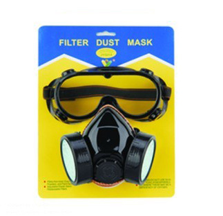 Half Face Safety Gas Mask, Double Cartridge Chemical Respirator JY-5011A Volume Concentration of Toxic Gas <=0.1% Arch Masks