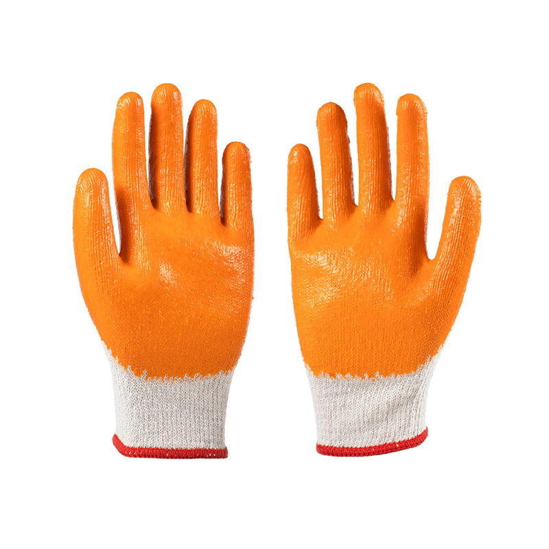 Hot Selling Industrial Grip Heavy Duty Garden Construction Cotton Liner Rubber Latex Wrinkled Safety Coated Gloves