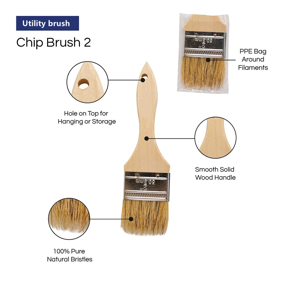 Promotion Popular  Chip Paint brush 2inch detail  wall professional white natural Utility painting brush