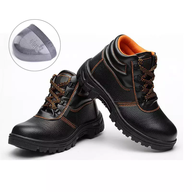 Hot sale leather/Pu Steel Toe and Steel Plate insert shoes for Men Safety protective Working Shoes boots