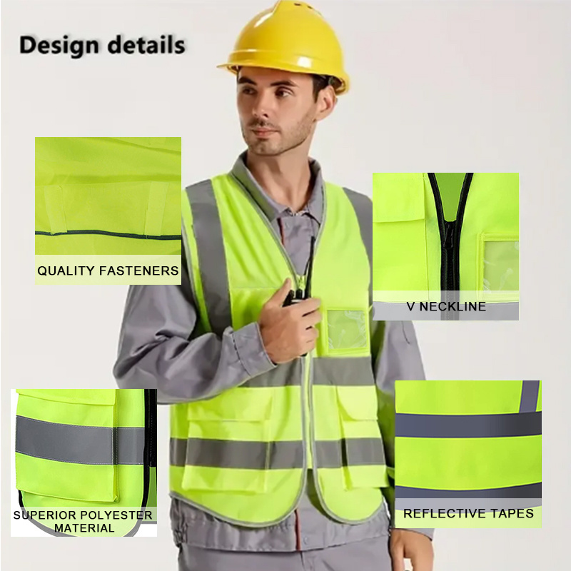 Safety reflective vest Yellow Green protective construction worker Safety Clothing vest reflecting