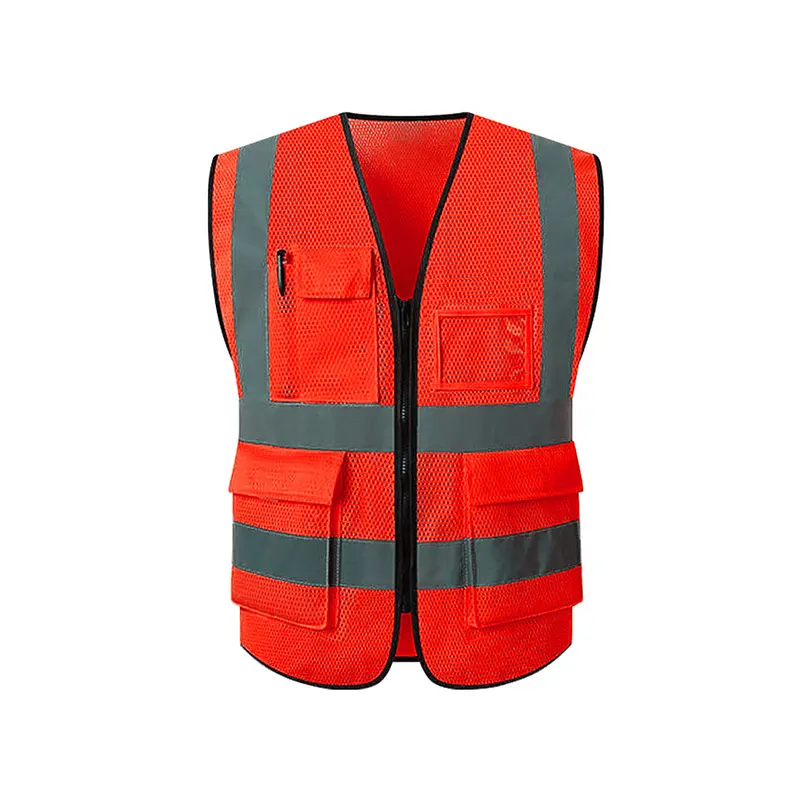 Factory Wholesale high visibility Safety vest Custom LOGO Mesh fabric Multi-pocket Construction Reflective Safety Vest