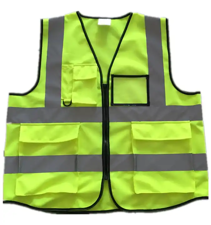 China Factory 100% polyester multi pocket security high  zip reflective safety wear clothing mens safety vest and jackets