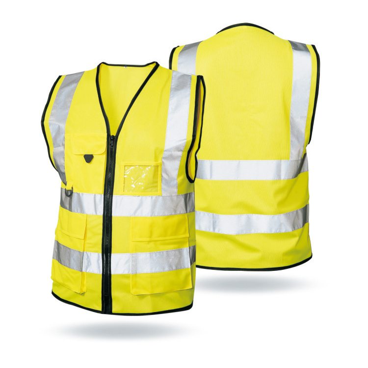 China Factory 100% polyester multi pocket security high  zip reflective safety wear clothing mens safety vest and jackets