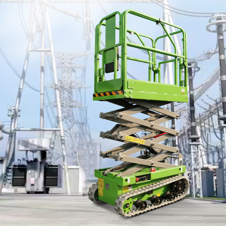 Mini Self Propelled Scissor Lift On Tracks Rough Terrain Platform