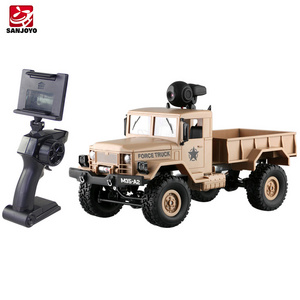 FY001AW 2.4G 4WD RTR Rc Car With FPV 480P Camera Front Light Radio Control Toys Brushed Military Truck