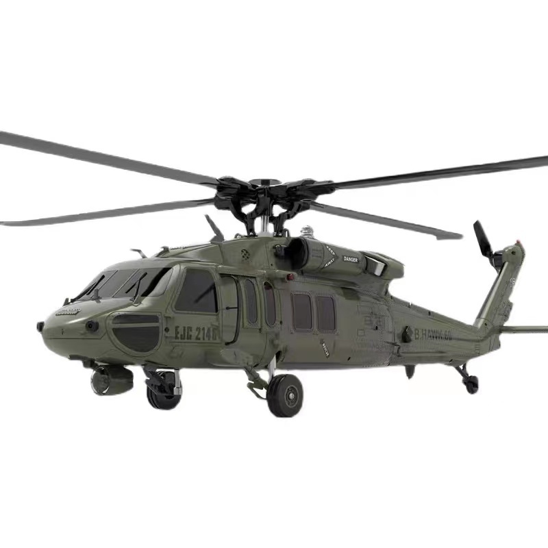 F09 UH60 Black Hawk 2.4G 6CH 3D6G System Dual Brushless Direct Drive Motor 1:47 Scale Flybarless RC Helicopter