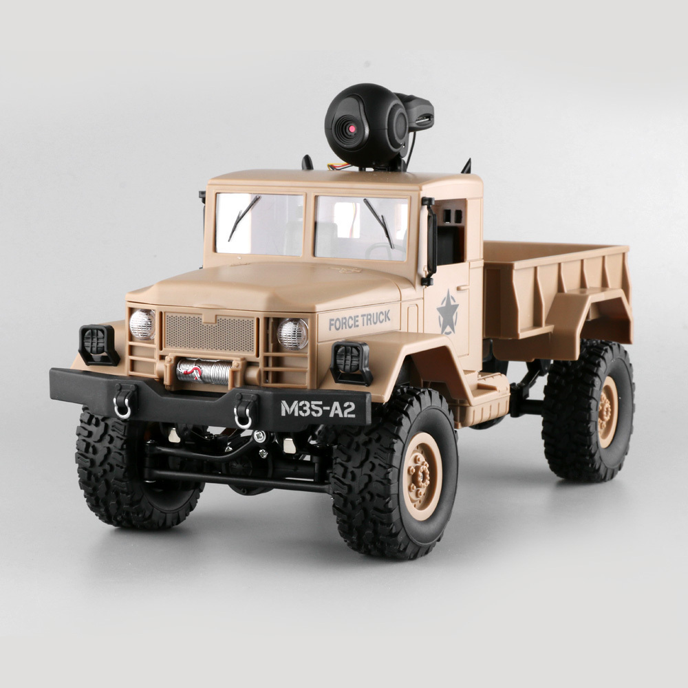 FY001AW 2.4G 4WD RTR Rc Car With FPV 480P Camera Front Light Radio Control Toys Brushed Military Truck