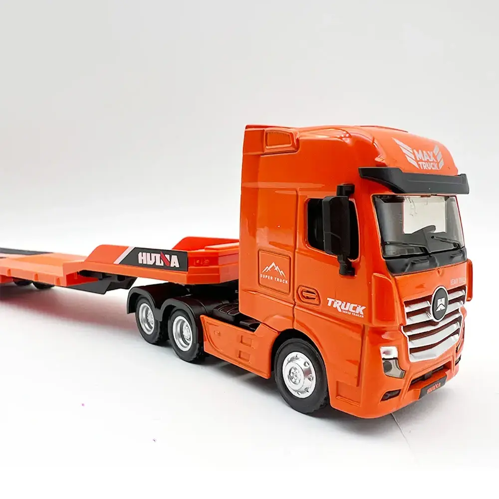 Huina 1730 Model Truck 2023 New 1:50 Scale Semi-alloy flatbed trailer 12 Wheel Engineering Vehicle Diecast Car Model for Child