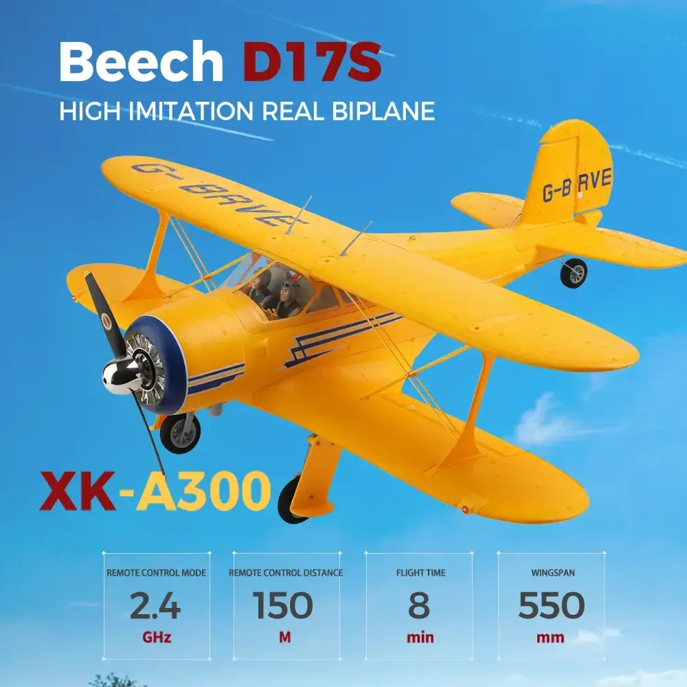 NEW Wltoys XK A300 RC Plane Beech D17S Model 3D/6G LED 2.4GHz Remote Control Airplane Large Fighter toys