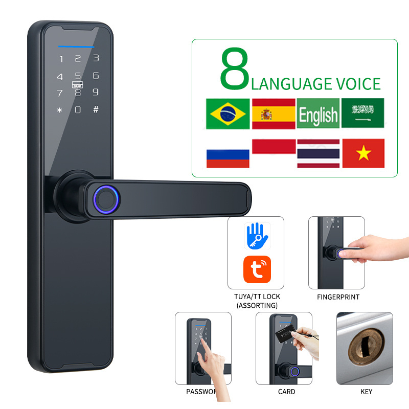 Tuya TTLOCK wooden door office room bedroom handle door lock electronic code room door Smart lock household fingerprint lock