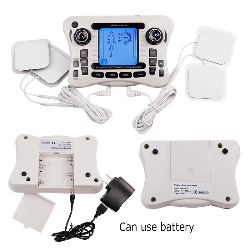 Electronic 12 Modes Tens Machine Dual Channel Tens Massager Acupuncture Electrical Stimulation Machine for Body Relax