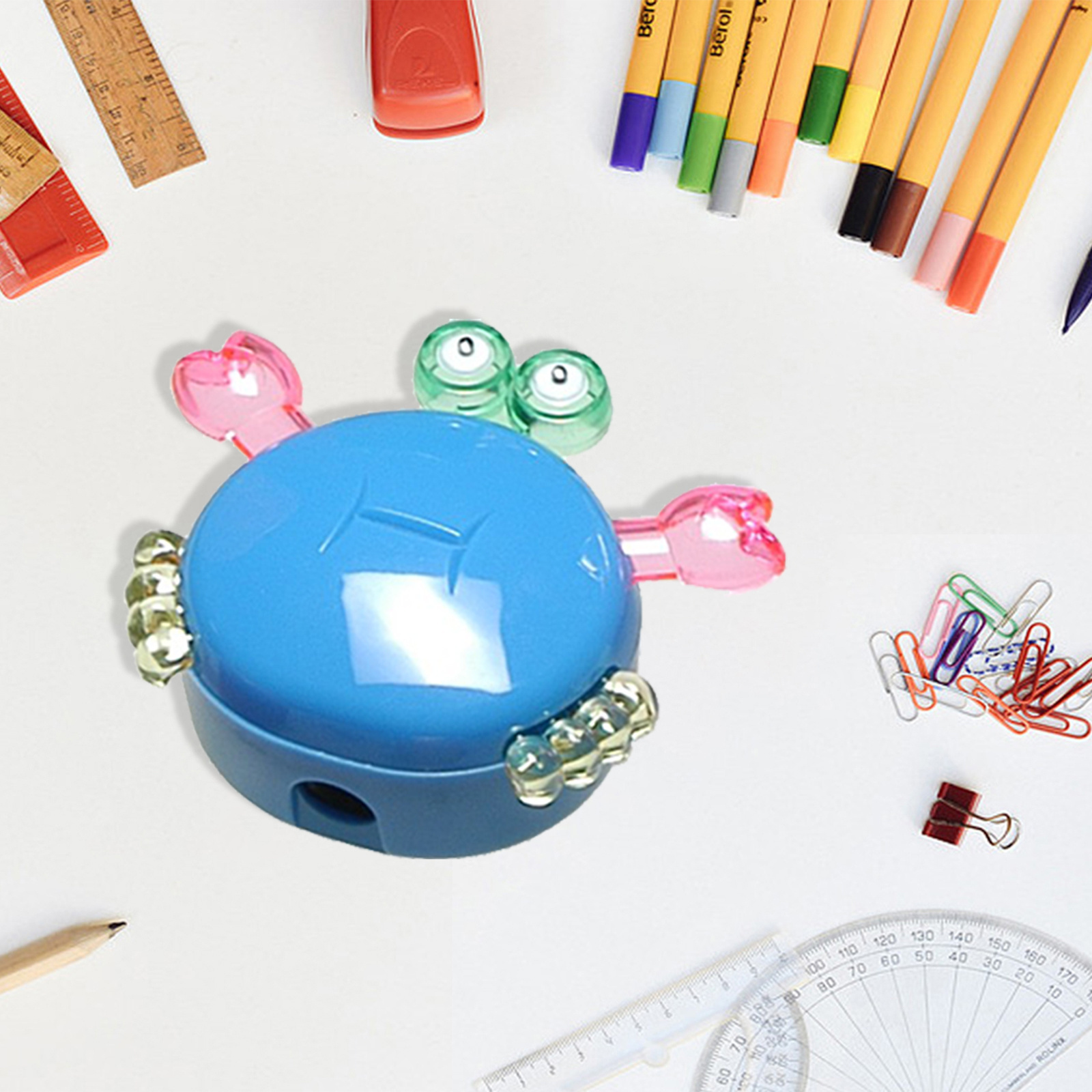 Single Hole AS00386 Pencil Sharpener Safety Cute Shaped Pencil Sharpener Graffiti Crab Pencil Sharpener for School Supplies