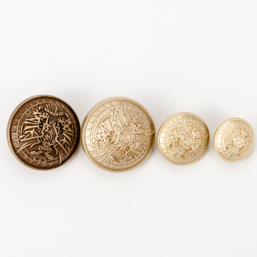 Custom Logo Gold Embossed  Dome Metal Sewing Shank Buttons for Clothes