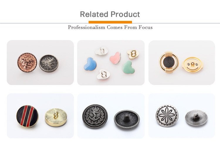 Custom Logo Gold Embossed  Dome Metal Sewing Shank Buttons for Clothes