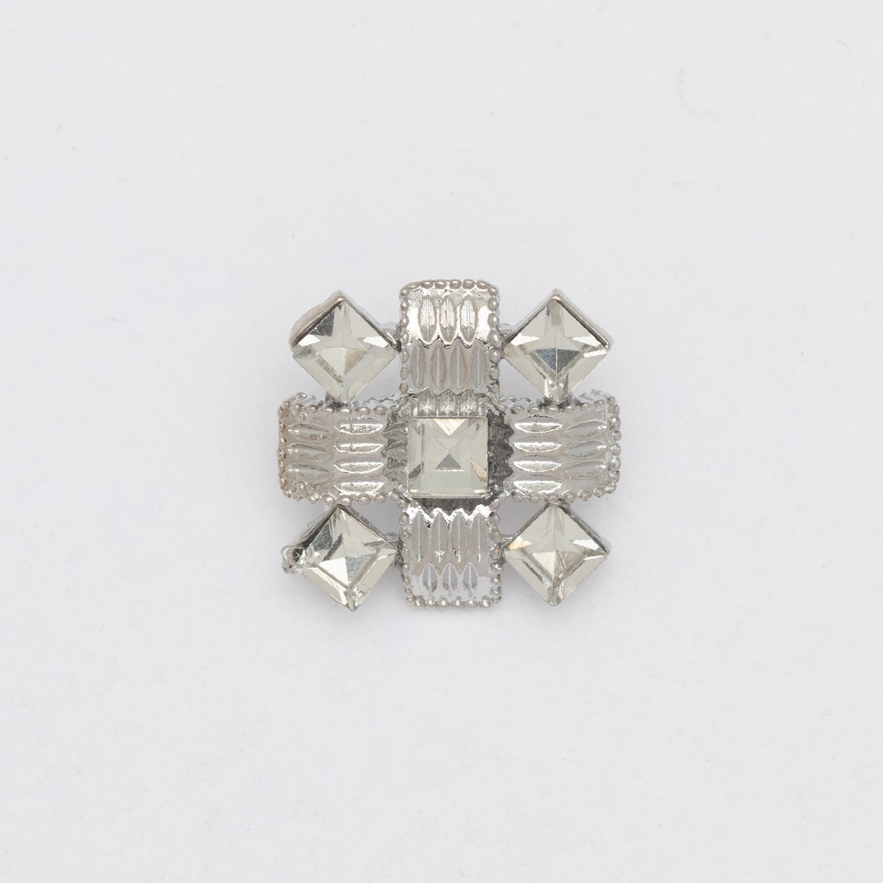 Zircon silver rectangle shank buttons