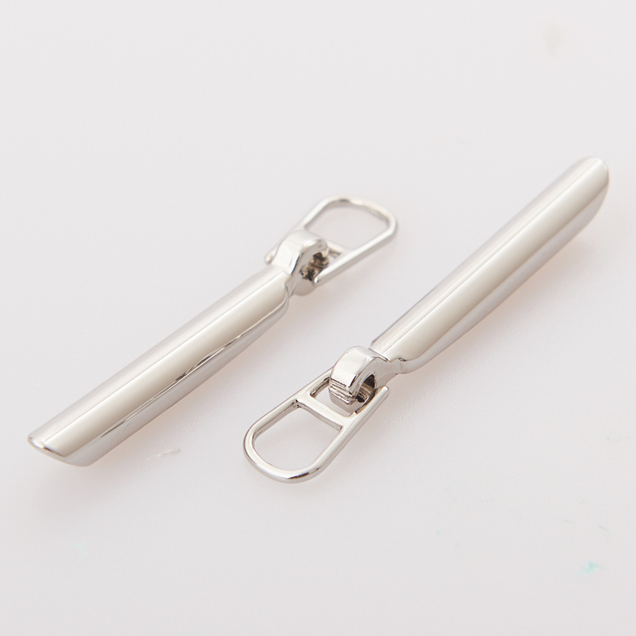 Eco friendly silver color zinc alloy metal zipper slider puller for bag