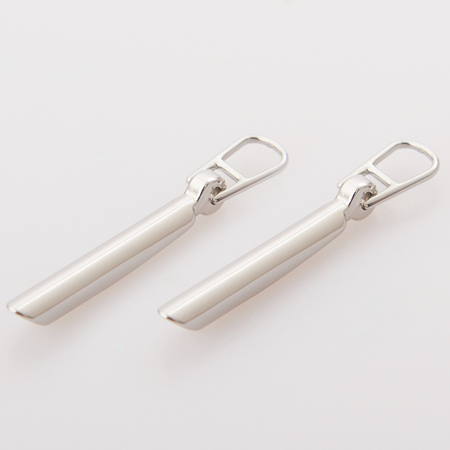 Eco friendly silver color zinc alloy metal zipper slider puller for bag