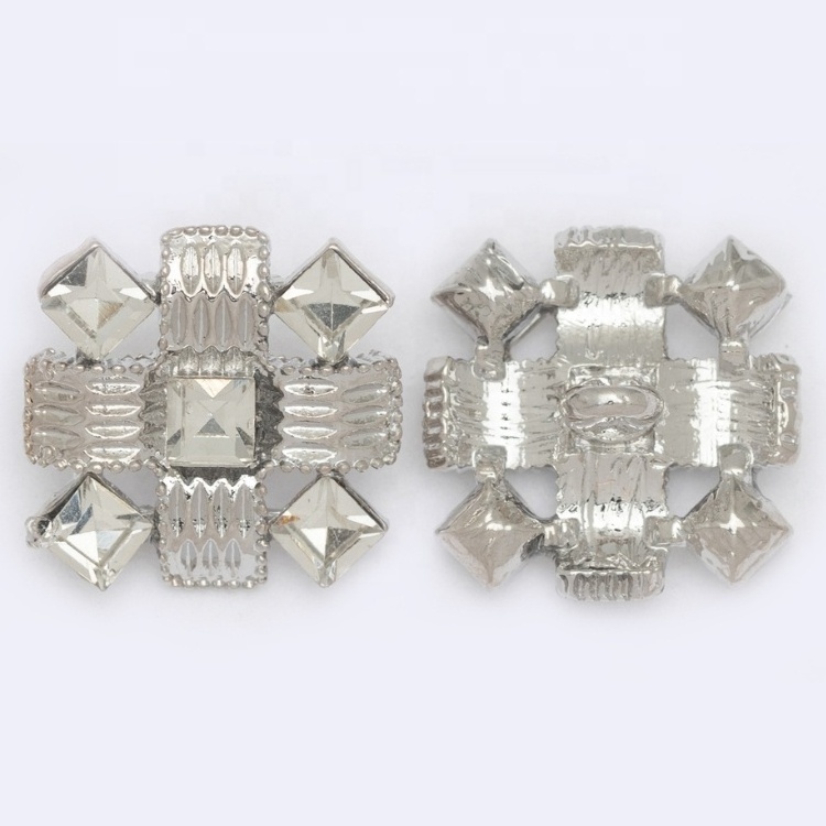 Zircon silver rectangle shank buttons