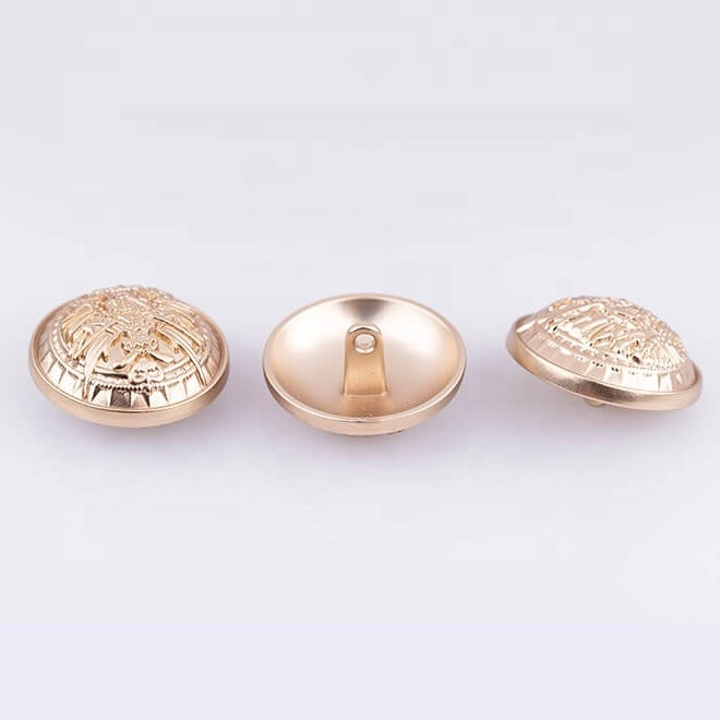 Custom Logo Gold Embossed  Dome Metal Sewing Shank Buttons for Clothes