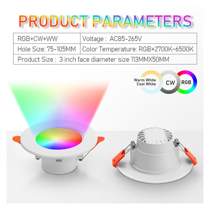 Energy Saving Smart Control Commercial Lighting Aluminium Recessed Led RGB Downlight