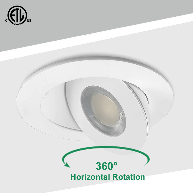 Gimbal LED Recessed Lighting 4 Inch 9W 750LM Eyeball Soffit Lights Residential Commercial Decoration LED Wafer Ceiling Lights