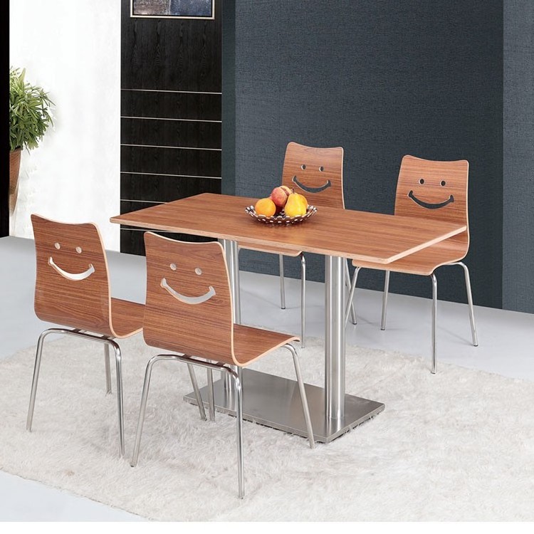 Sanlang restaurant plywood shell seat table and chair set fast food furniture bentwood stackable chairs