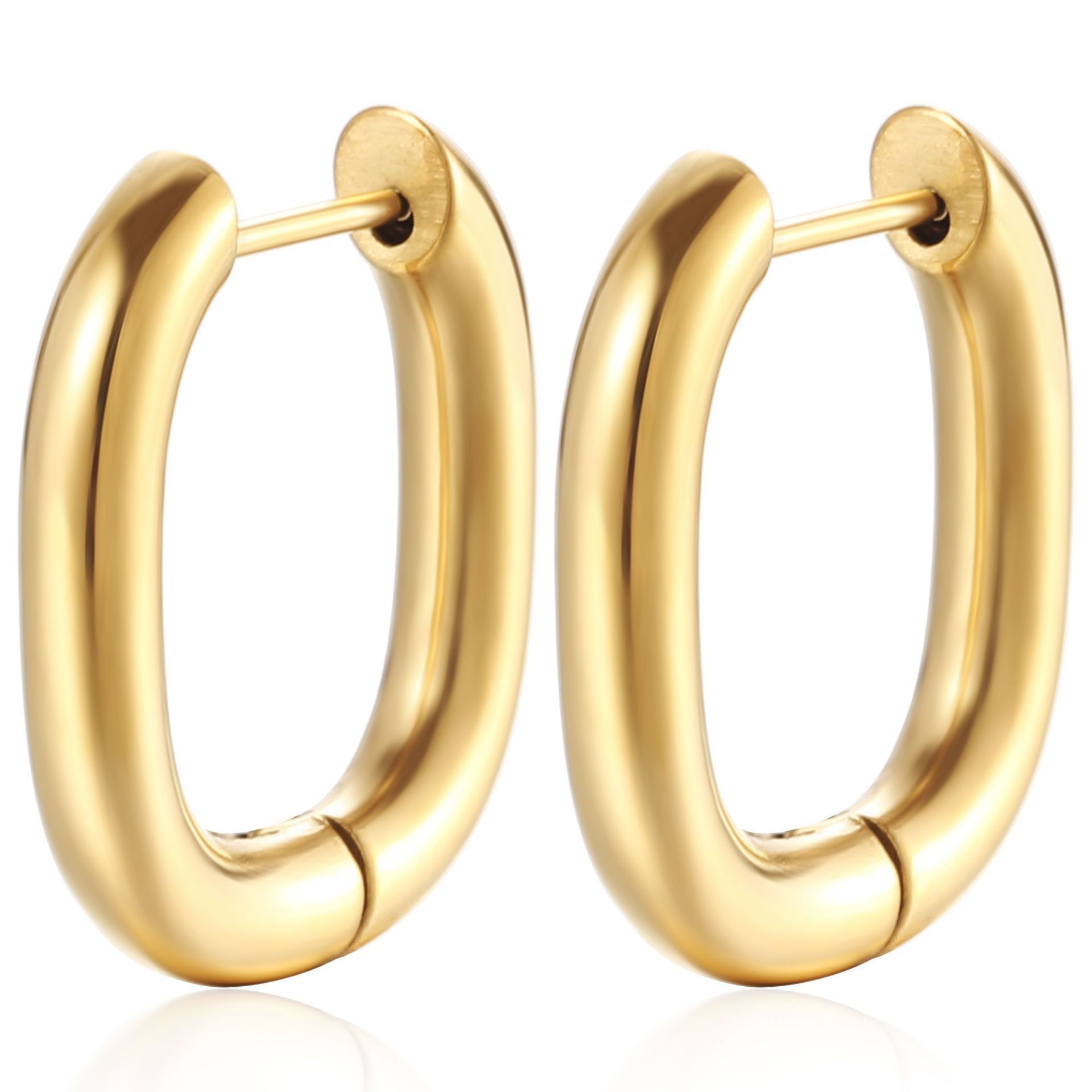 14/18/24k Gold Plated Post Ultra Thick Huggie Stainless Steel Earring Women's Mini Hoop Earrings Of Gold Plated Small Hoops