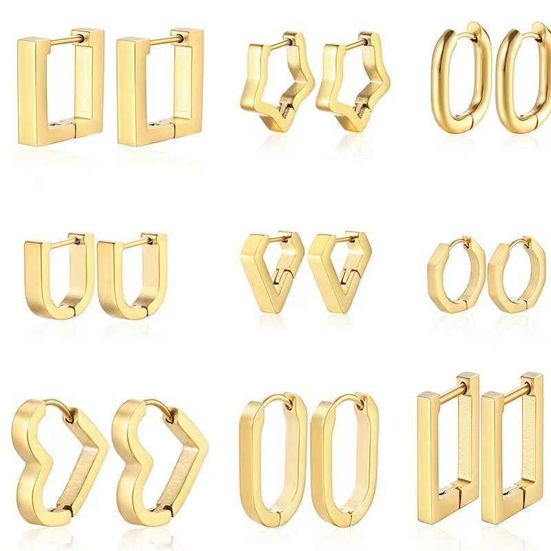 14/18/24k Gold Plated Post Ultra Thick Huggie Stainless Steel Earring Women's Mini Hoop Earrings Of Gold Plated Small Hoops