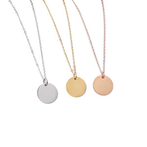 Manufacturer Custom 18k Gold Blank customized Round Disc Circle Pendant personalized Stainless Steel Necklace for Engraving