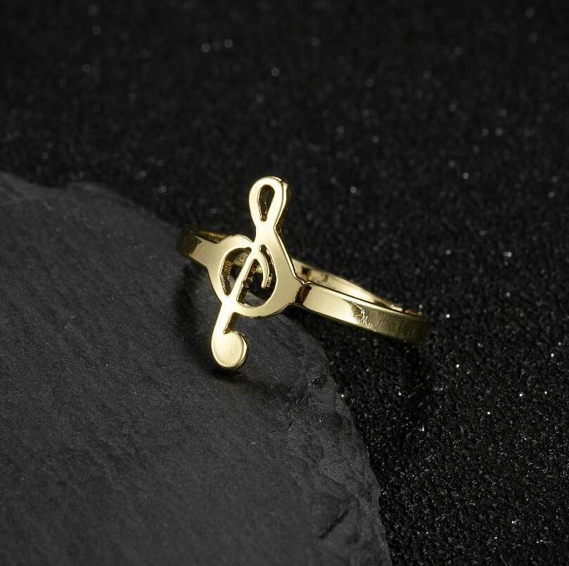 Fashion Personalized Vintage Stainless Steel Rings Musical Dance Symbol Open Note Jewelry Rings for Men Women