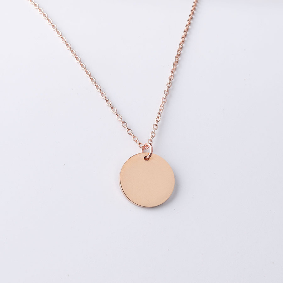 Manufacturer Custom 18k Gold Blank customized Round Disc Circle Pendant personalized Stainless Steel Necklace for Engraving