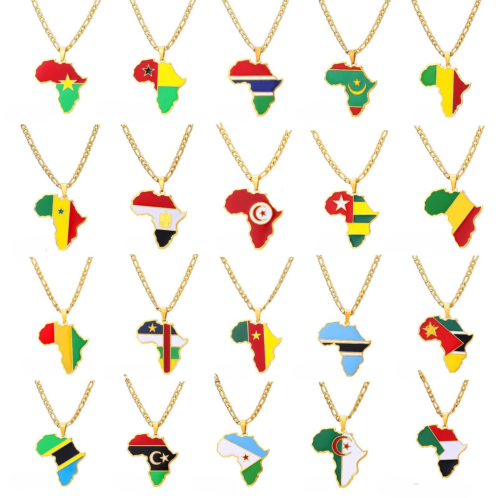 Fashion Stainless Steel Jewelry Country African Map Necklace Africa Map Pendant Necklaces Jewelry For Women Men