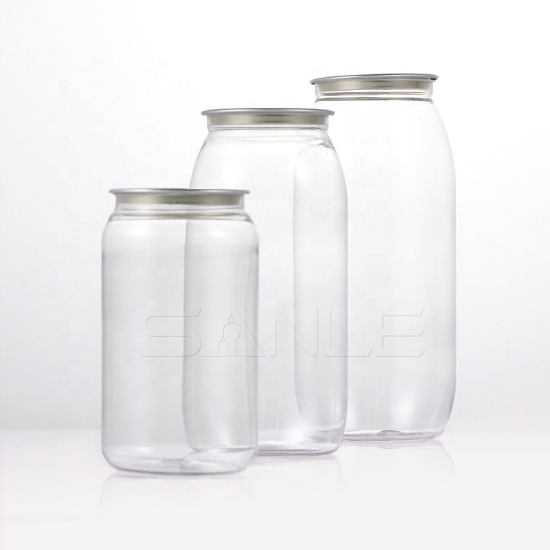 330ml 500ml 650ml Pet Transparent Juice  Beverage Can Plastic Soda Can with Easy Open End