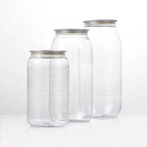 330ml 500ml 650ml Pet Transparent Juice  Beverage Can Plastic Soda Can with Easy Open End