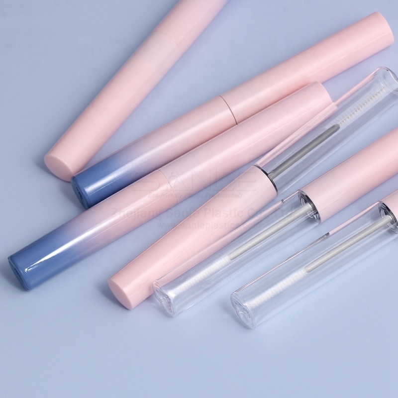 Custom Empty Lipgloss Clear Plastic Mascara Tube Liquid Container Plastic Tube with Brush Eye Lash Brush Bottle