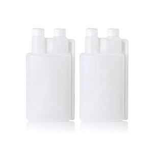 Hdpe Dosing Measuring Twin Double Neck Plastic Dual Chamber Bottle Plastic Laboratory Twin Neck Dispenser Measuring  Bottle