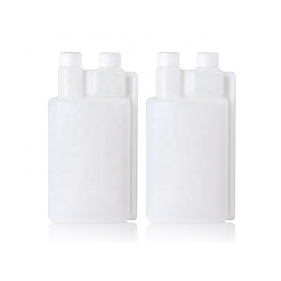 Hdpe Dosing Measuring Twin Double Neck Plastic Dual Chamber Bottle Plastic Laboratory Twin Neck Dispenser Measuring  Bottle