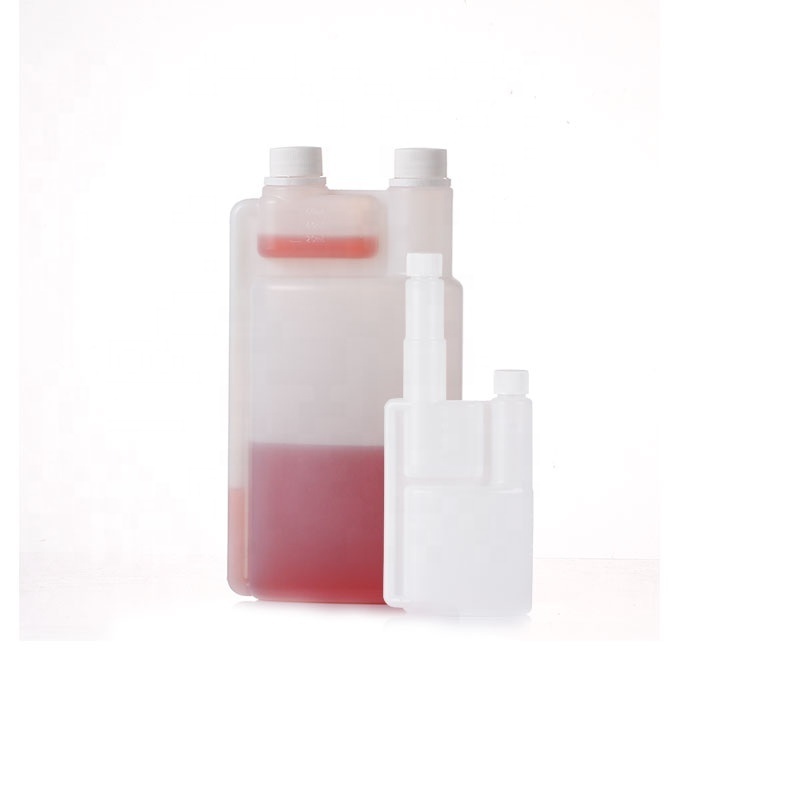 150ml 1250ml Twin Neck Fuel Mixing Bottle hdpe Measure Plastic Bottle Double Neck Reservoir Bottles with meter dosing cap