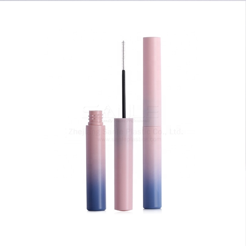 Custom Empty Lipgloss Clear Plastic Mascara Tube Liquid Container Plastic Tube with Brush Eye Lash Brush Bottle