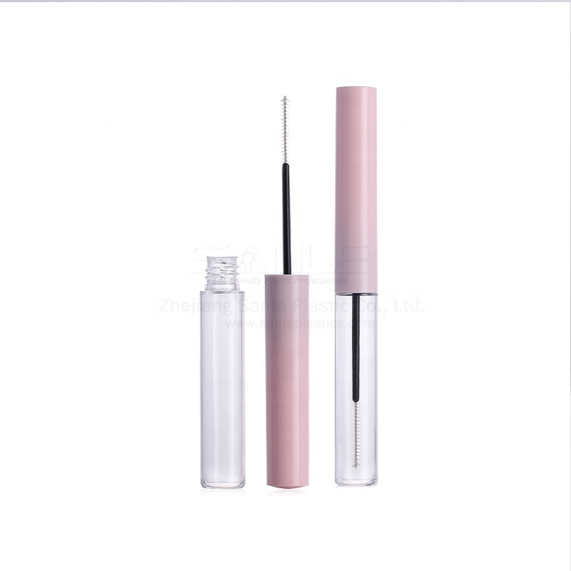 Custom Empty Lipgloss Clear Plastic Mascara Tube Liquid Container Plastic Tube with Brush Eye Lash Brush Bottle