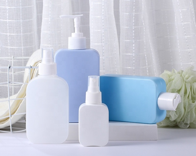 100ml 250ml 300ml 500ml Custom Square HDPE Skincare Cosmetic Packaging Containers Plastic Shampoo Bottles with Lotion Pump