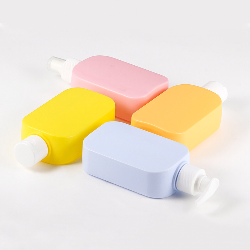 250ml 8oz Empty Hdpe custom logo pink yellow blue square Body Tanning Oil Plastic Cream Bottle For Sunscreen Shampoo Bottles