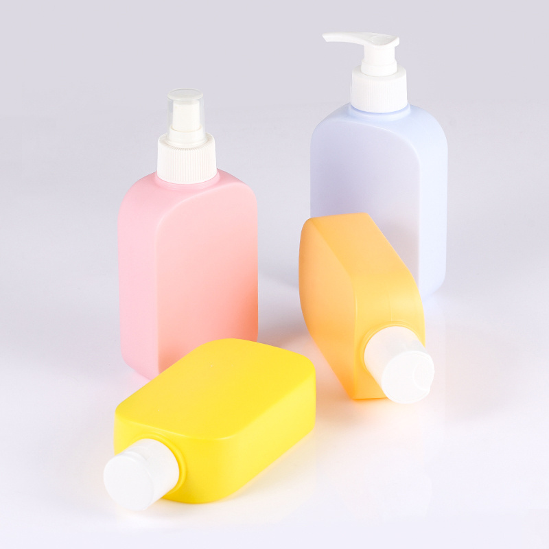 250ml 8oz Empty Hdpe custom logo pink yellow blue square Body Tanning Oil Plastic Cream Bottle For Sunscreen Shampoo Bottles