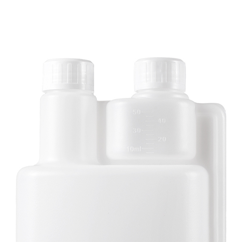 Empty Detergent Bottle 100ml 250ml 500ml 1000ml Plastic Double Dual Chamber Twin Neck hdpe meter dose bottle