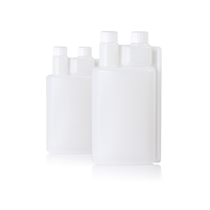 Empty Detergent Bottle 100ml 250ml 500ml 1000ml Plastic Double Dual Chamber Twin Neck hdpe meter dose bottle